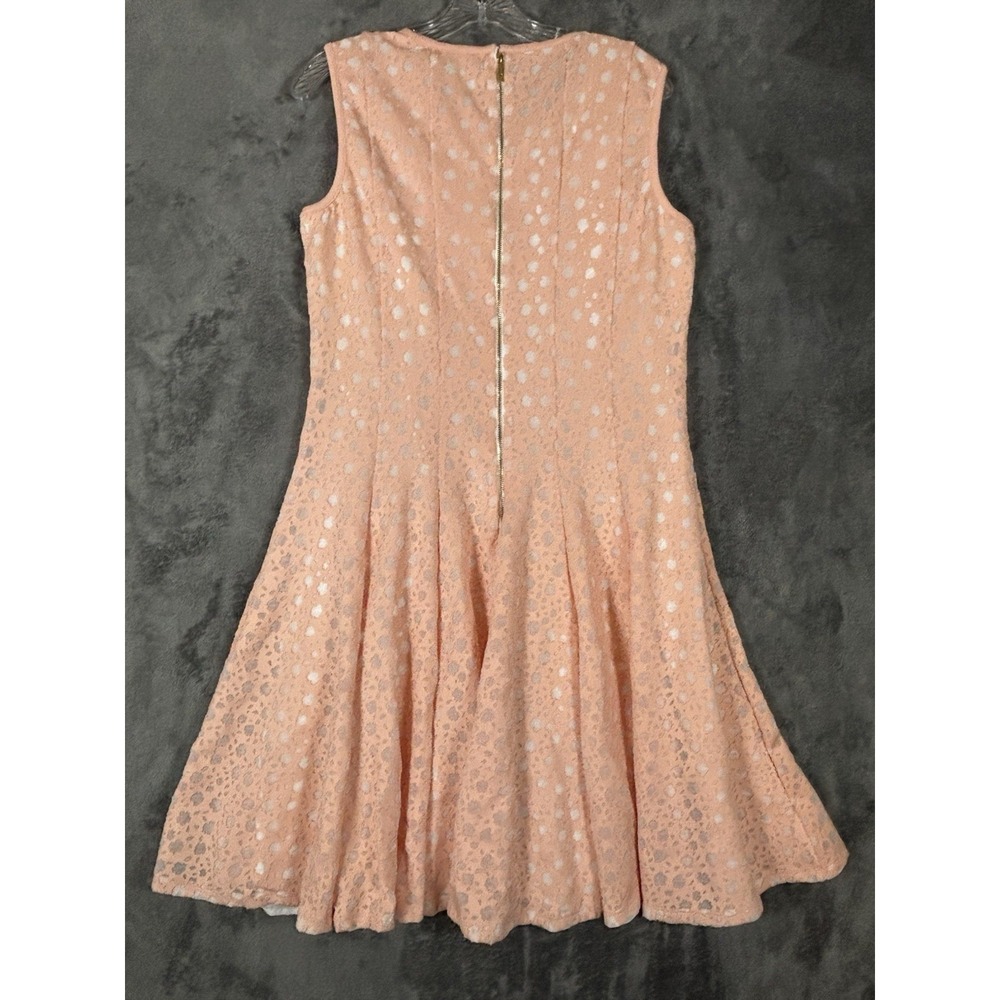 Calvin Klein Nectar Peach floral perforated fit-and-flare dress Women's Size 12 - Picture 2 of 6